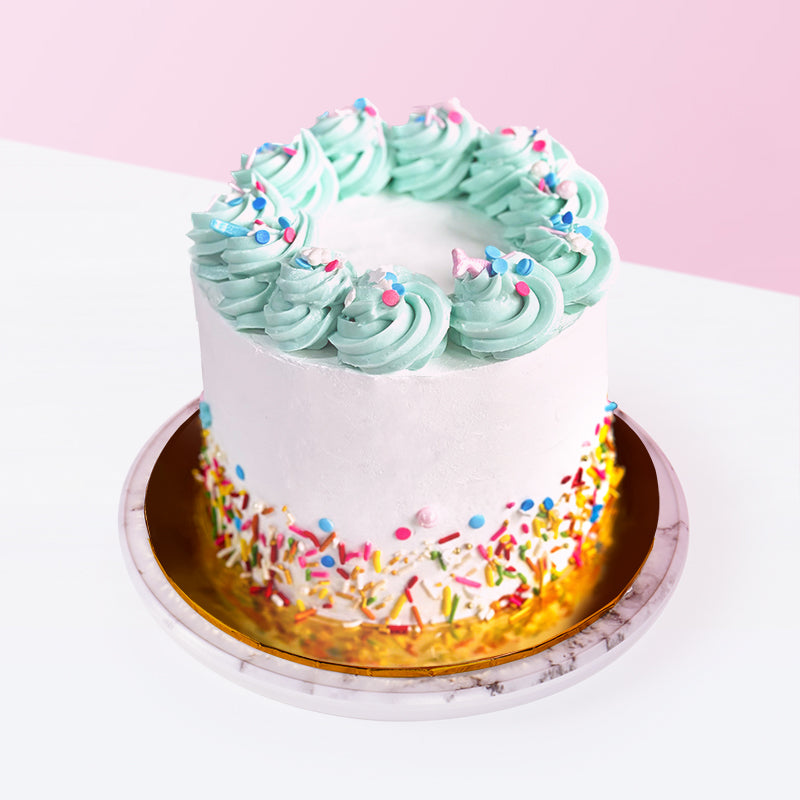 Alternative view of Dream Come Blue Cake