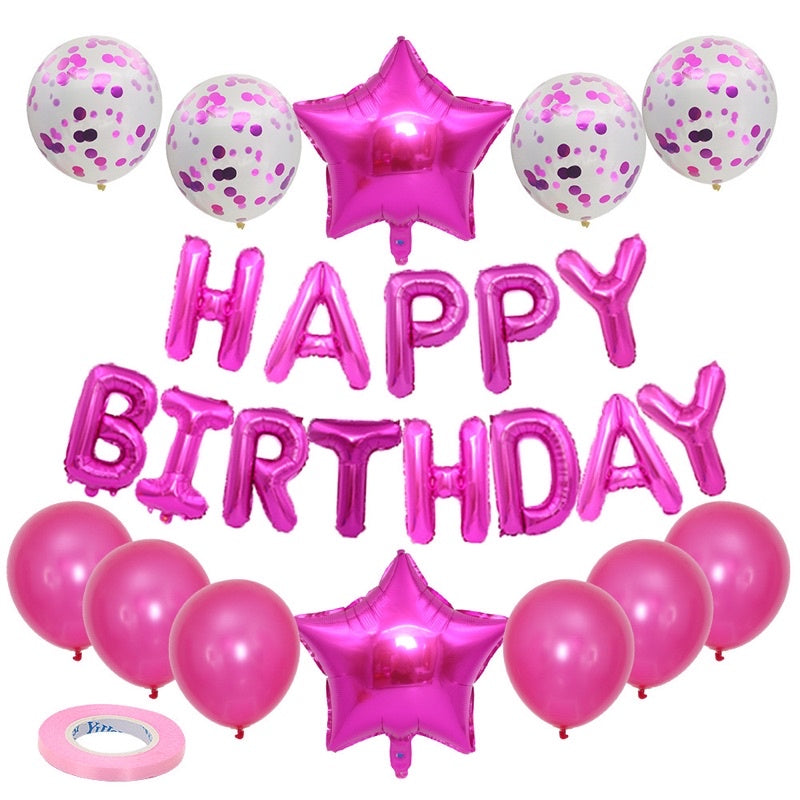 25 Pcs Birthday Balloon Set - Pink addon CakeRush - CakeRush