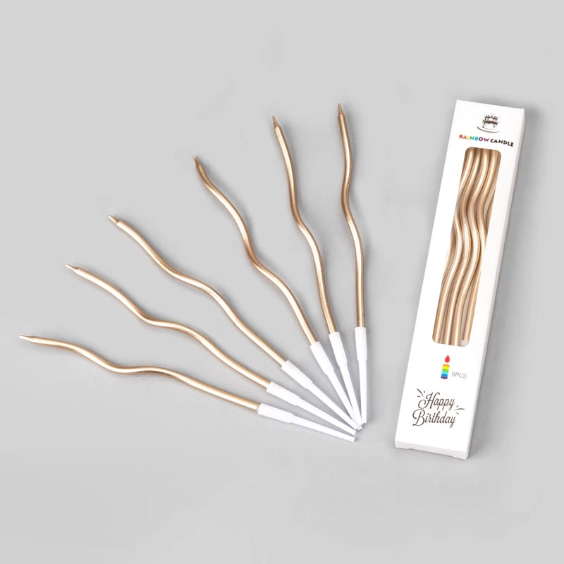 Curvy Short Birthday Candles - Gold addon CakeRush - CakeRush