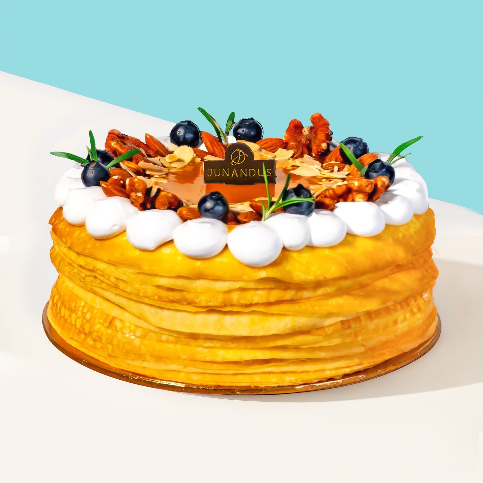 Salted Caramel Almond Vanilla Crêpe cake Junandus - CakeRush