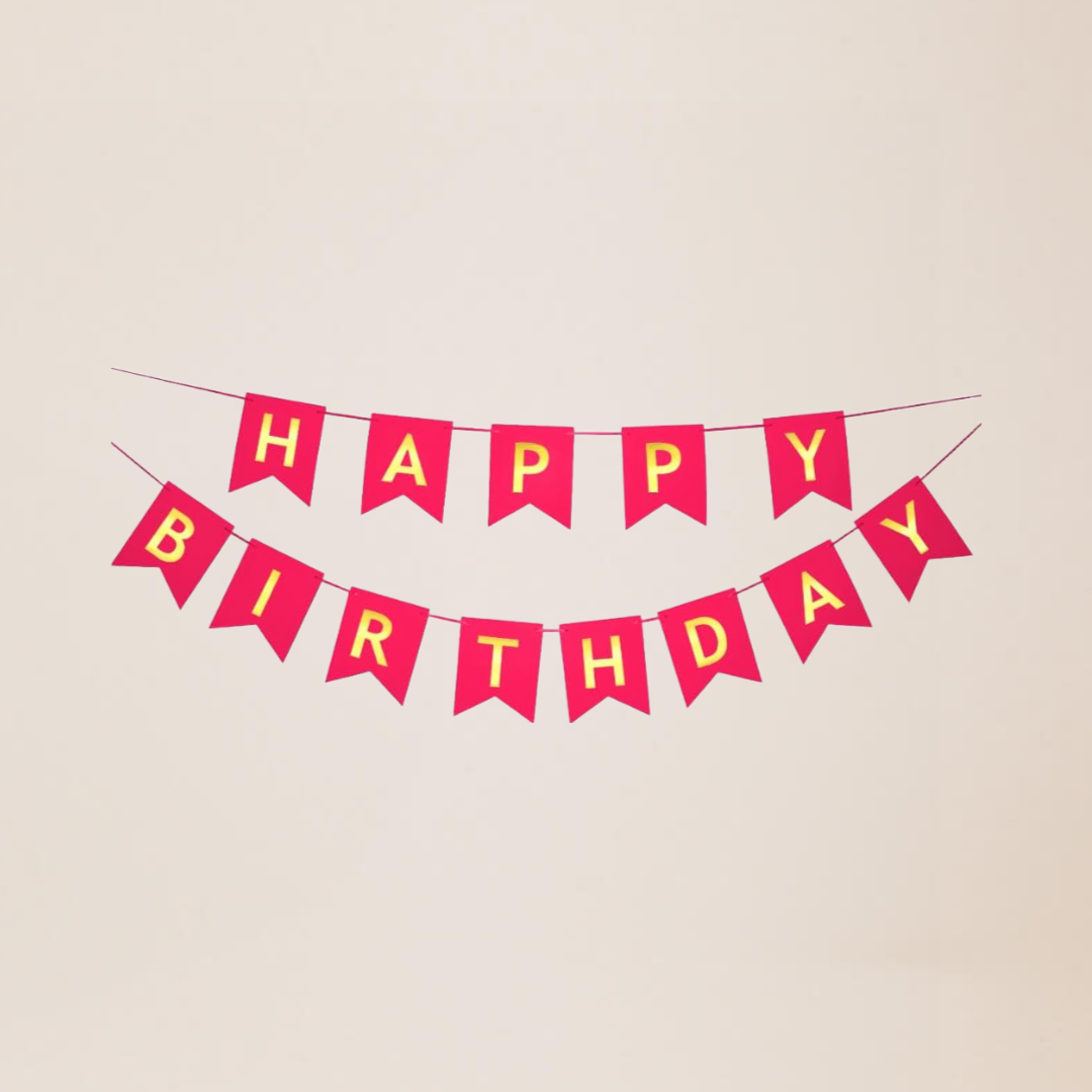 Happy Birthday Bunting - Rose Red addon CakeRush - CakeRush