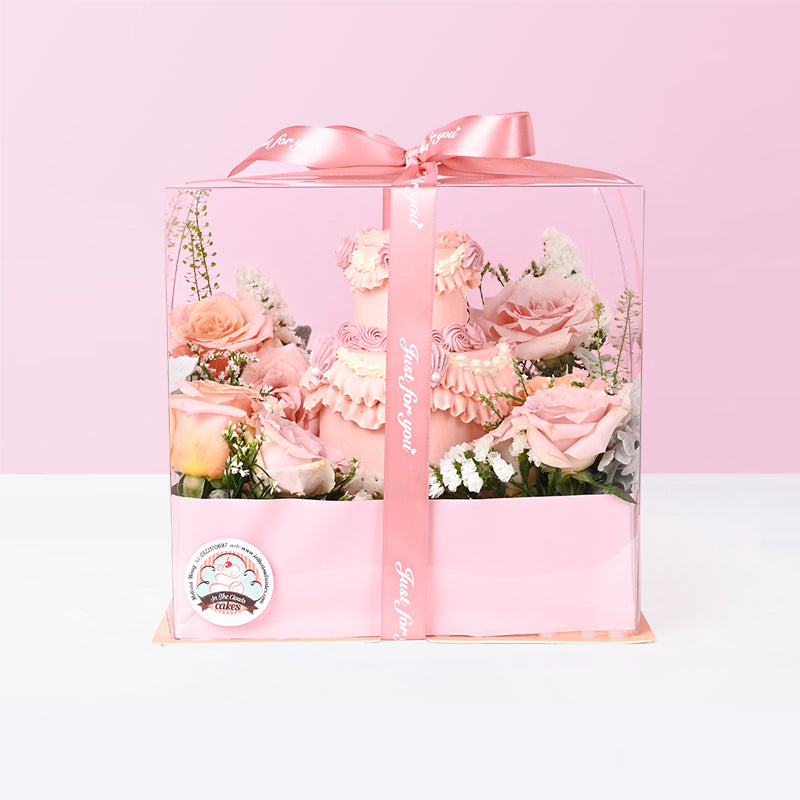 Alternative view of Pink Princess Premium Flowers Vintage Cake