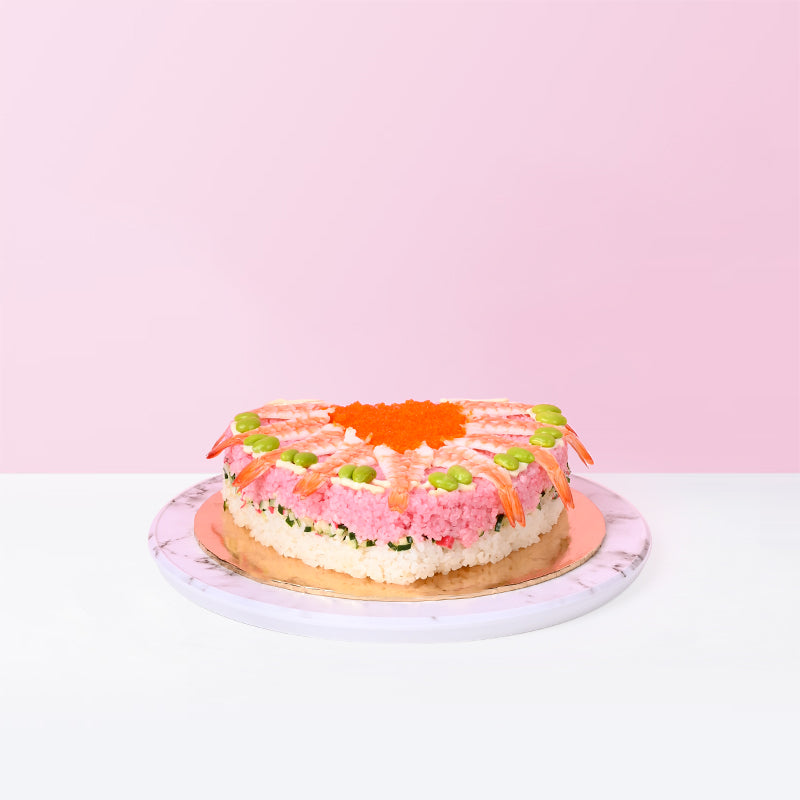 Alternative view of Love Shaped Ebi Ebikko Sushi Cake