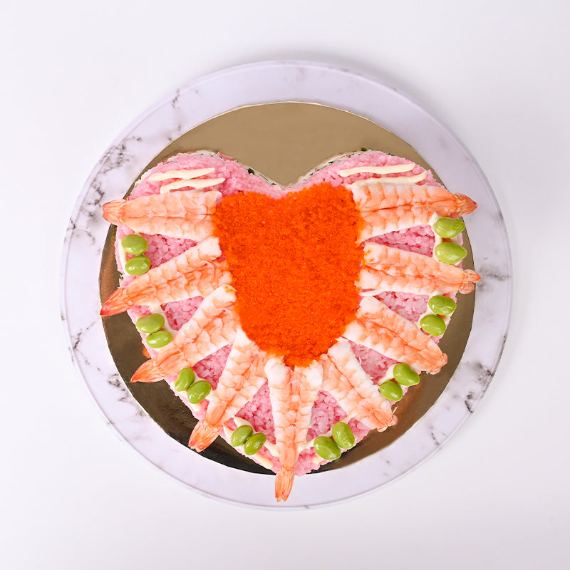 Alternative view of Love Shaped Ebi Ebikko Sushi Cake