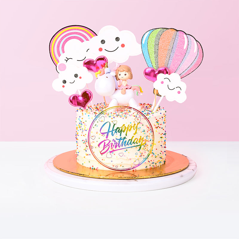 Pastel Unicorn Two Tier Birthday Cake | cakewaves