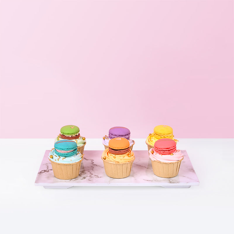 Rainbow Macarons Cupcakes (6 Pieces) Cupcakes Junandus - CakeRush
