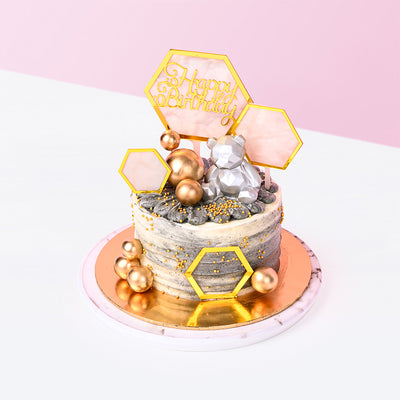 Marble Silver Teddy cake_designer Eats & Treats - CakeRush