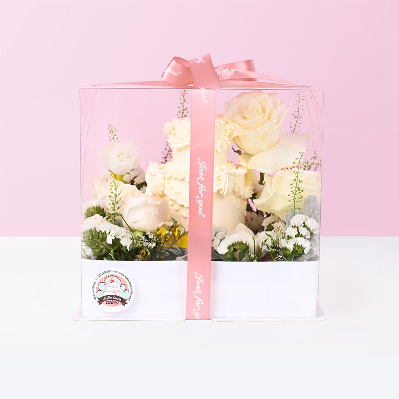 Alternative view of White Angel Premium Flowers Vintage Cake