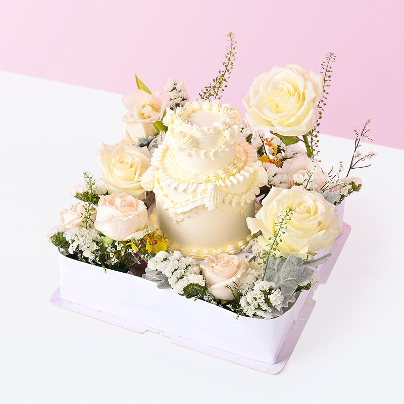Alternative view of White Angel Premium Flowers Vintage Cake