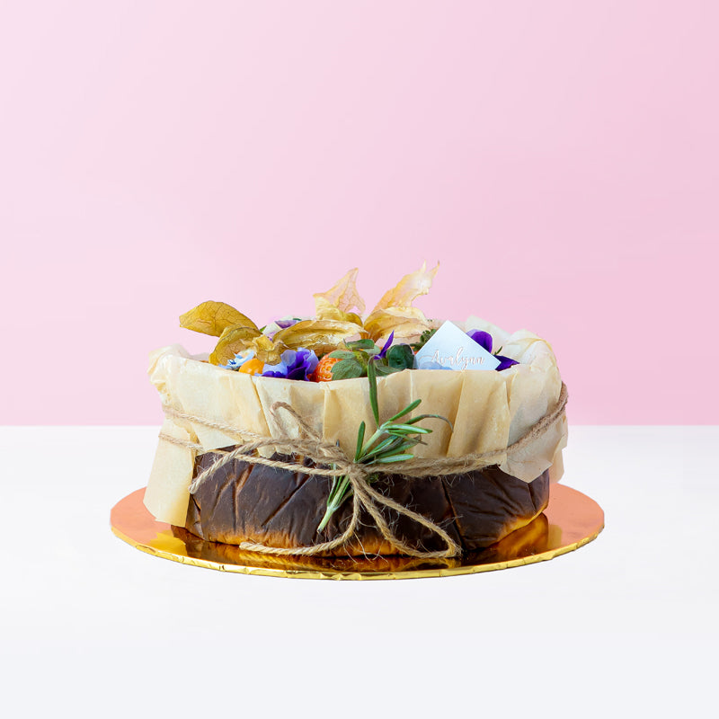 Floral and Fruity Basque Burnt Cheesecake cake_cheese Avalynn Cakes - CakeRush