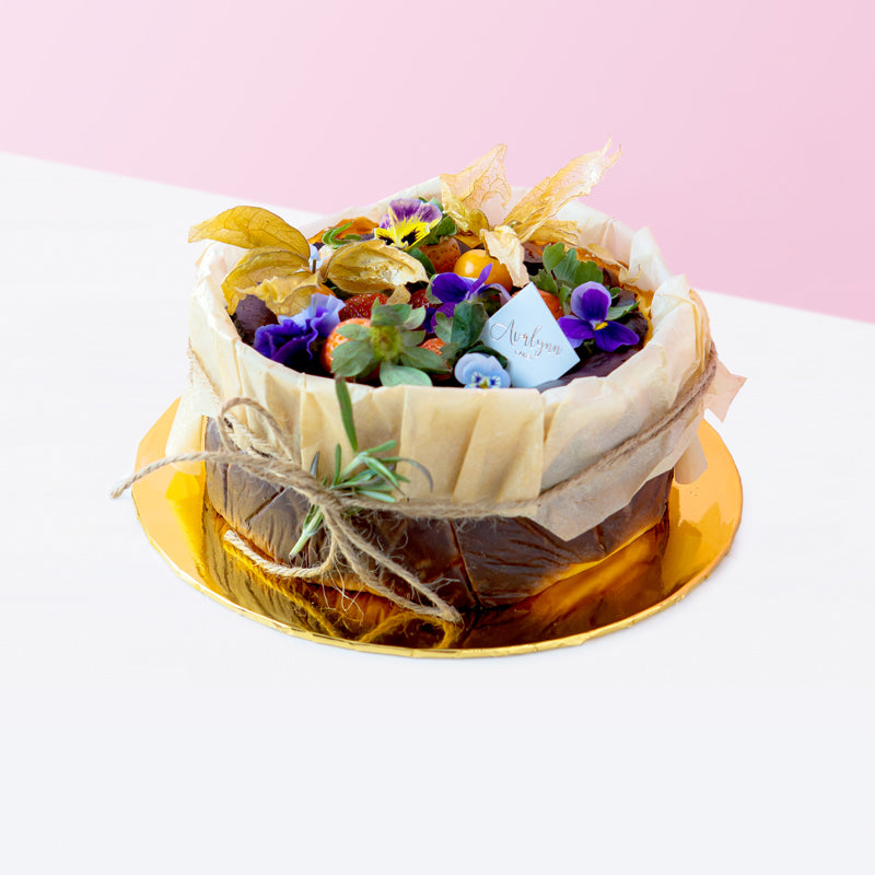 Floral and Fruity Basque Burnt Cheesecake cake_cheese Avalynn Cakes - CakeRush
