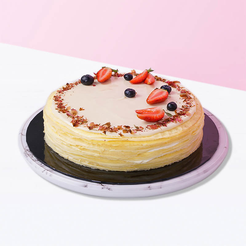 Alternative view of Greek Yogurt Vanilla Mille Crepe Cake